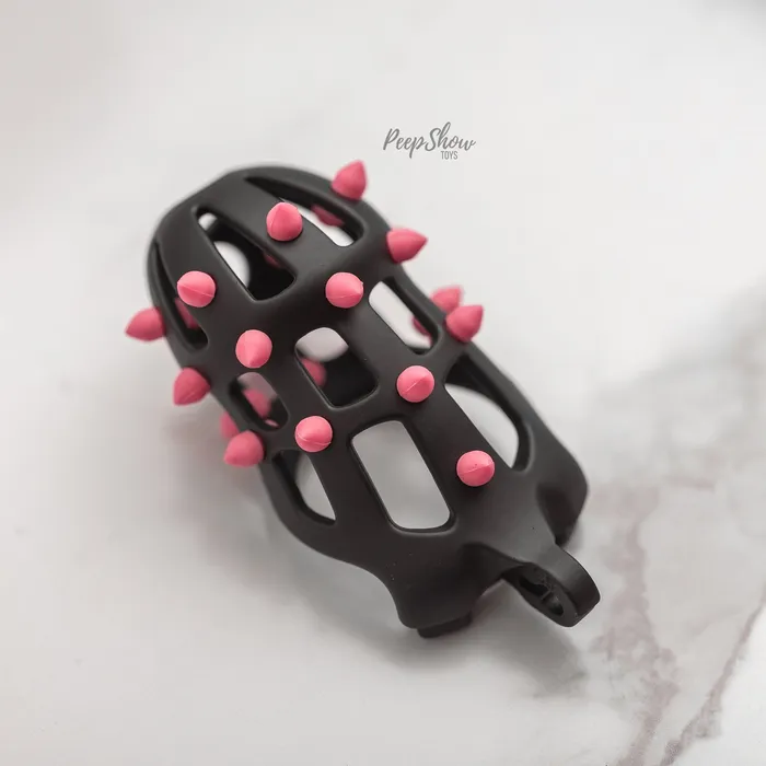 665 Male Sex Toys FlexiSpike by CellMate Chastity Cage with Reversible Silicone Spikes