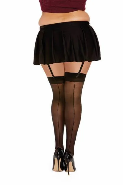 Anal Sheer Thigh High Stockings Black QS Queen Moulin by Dreamgirl Lingerie Dream Girl Lingerie