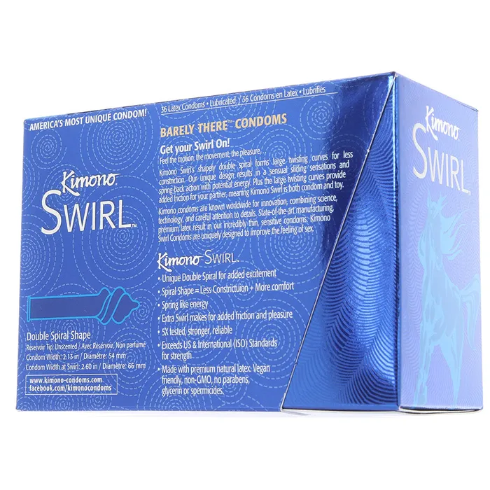 Kimono Swirl Double Spiral Shape Condoms in 36 Pack Kimono Dildos