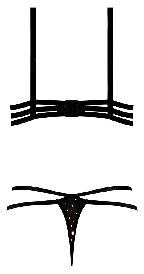 Magic Silk Lingerie Glitz and Glam Bra and Thong Set Black LXL Anal