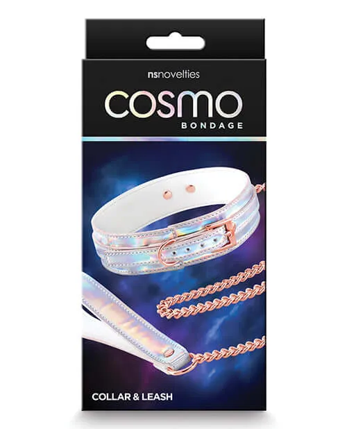 NS Novelties Couples Cosmo Bondage Collar and Leash Rainbow