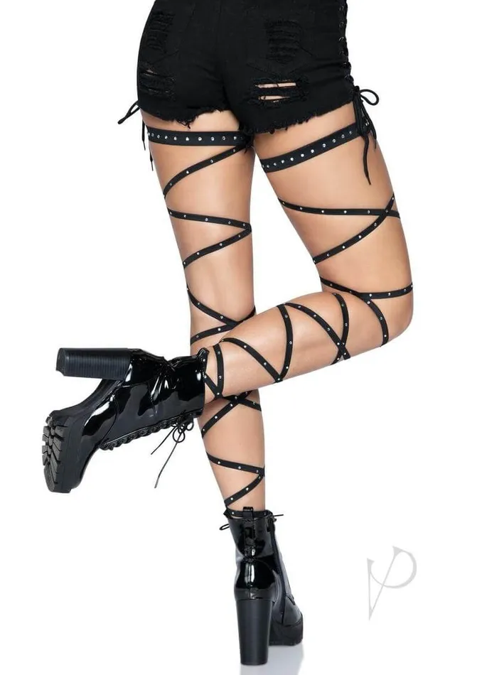Rhinestone Garter Leg Wrapes Os Black Leg Avenue Inc Anal