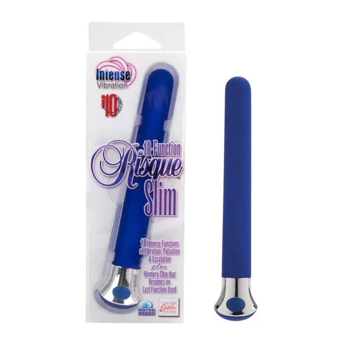 Vibrators 10Function Risque Slim Blue Vibrator California Exotic Novelties