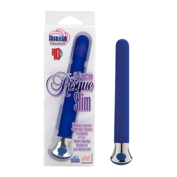 Vibrators 10Function Risque Slim Blue Vibrator California Exotic Novelties